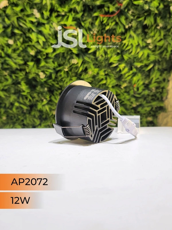 APRA AP 2072 12W Black Deep Recessed COB Downlight - 12W, 3000K, Black