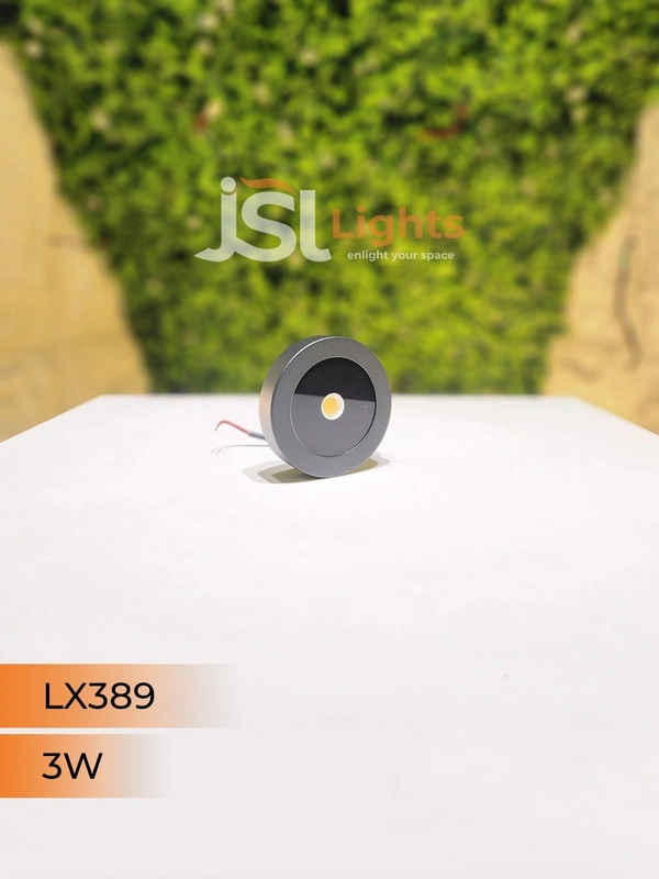 LX 389 3W Black Striker Round Surface Light - 3W, 4000K