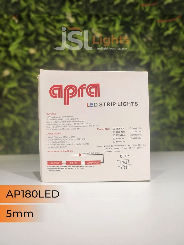 APRA 12V 2835 180Led 5mm Strip Light 5Mt Pack - 180LED, NW