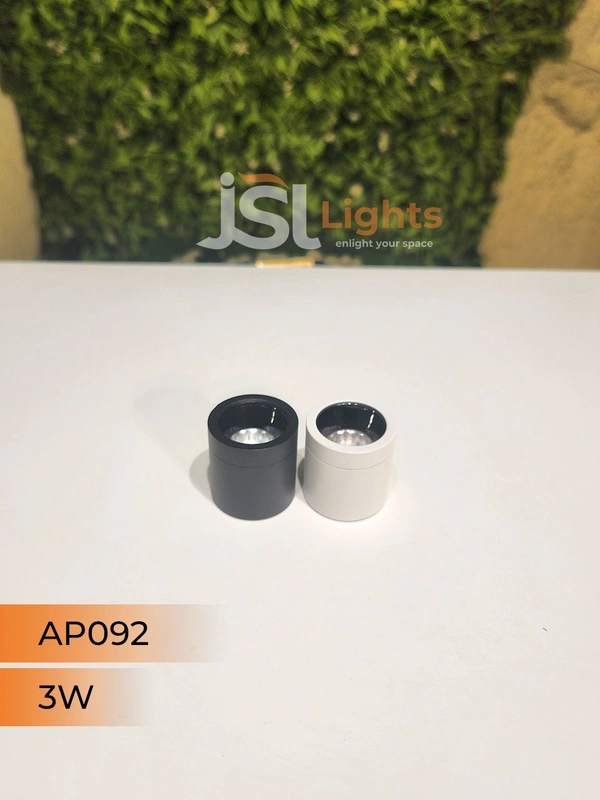 LX 092 3W Round Surface Cylinder Light - 3W, WW, Black