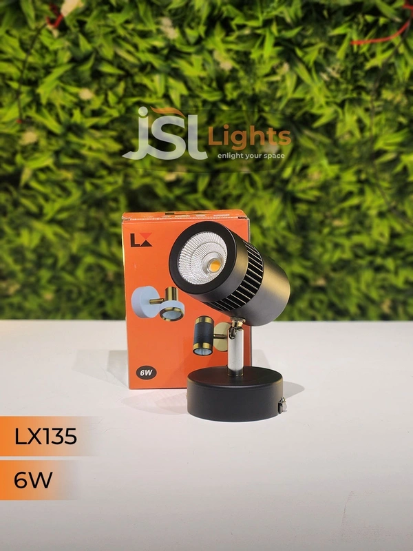 LX 135 6W LED Wall Spotlight Black Body - 6W, 3000K, Black