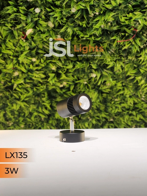 LX 135 3W LED Wall Spotlight Black Body - 3W, 3000K, Black
