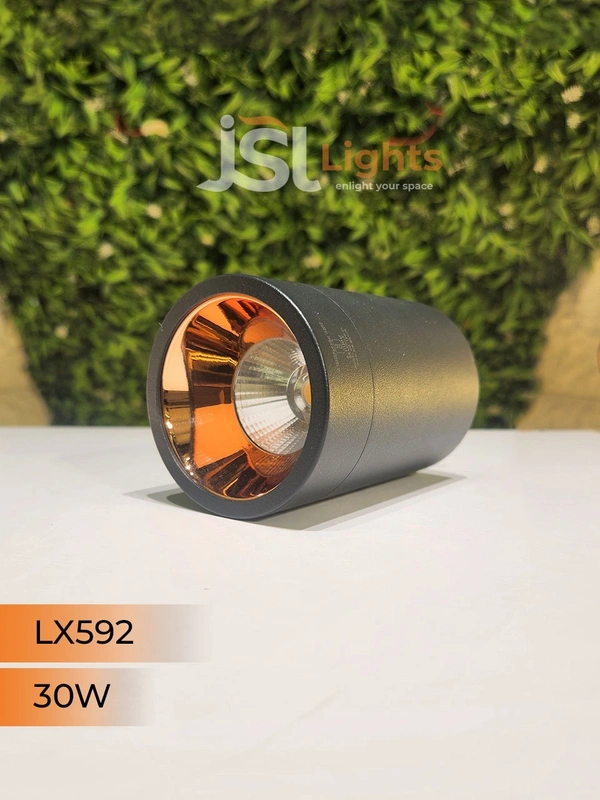 LX592 30W Round Black RG Surface Cylinder Light - 30W, 4000K