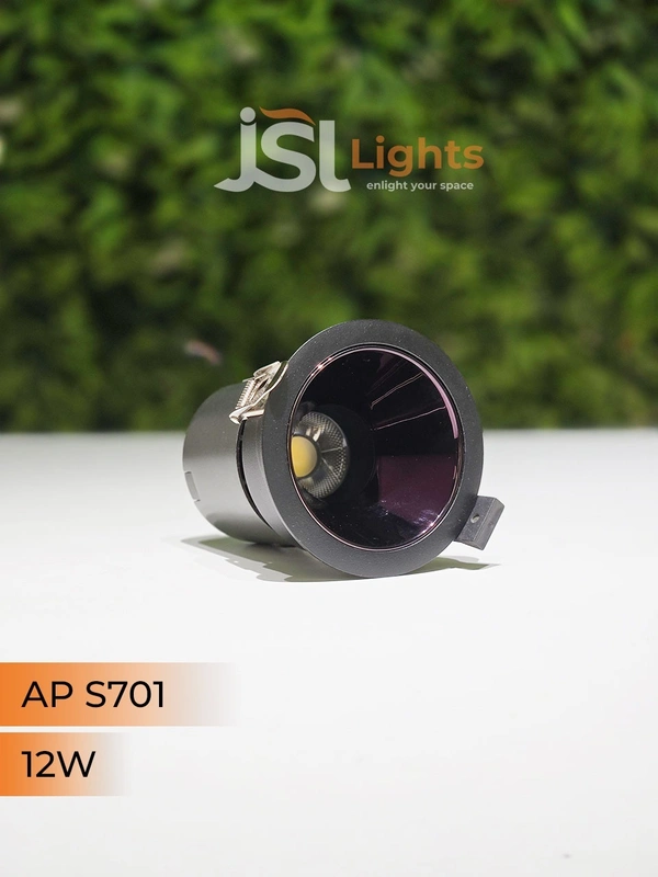 APRA S 701 12W BK PB Round Deep Recessed COB Downlight - 12W, 4000K