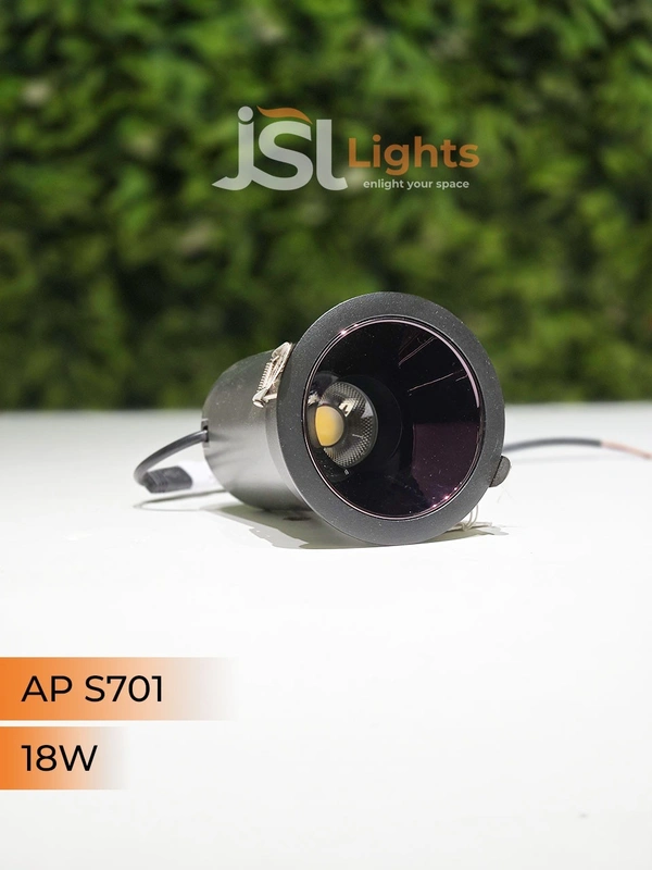 APRA S 701 18W BK PB Round Deep Recessed COB Downlight - 18W, 3000K