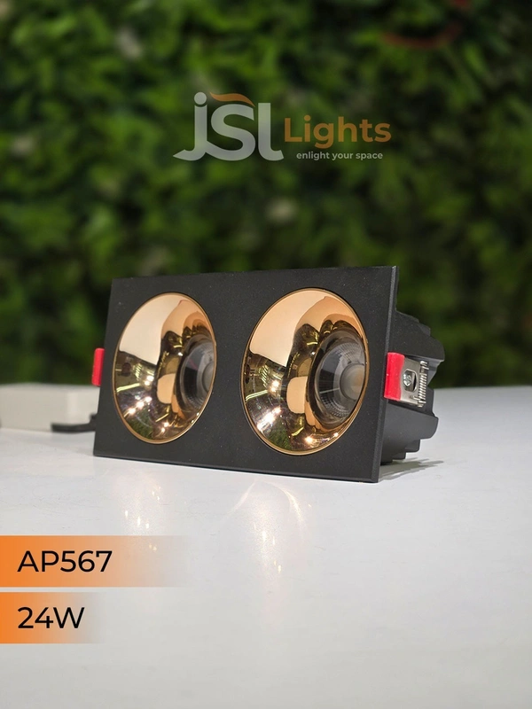 APRA567 24W BK RG Square Recessed Linear COB Downlight - 24W, 4000K