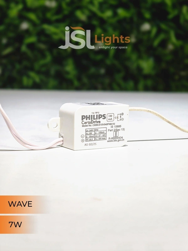 JSL Wave 7W White PB Deep Recessed COB Downlight - 7W, 3000K