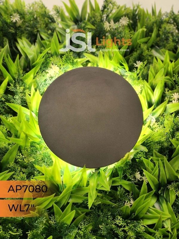 7080 12W Black Round Moon Outdoor Wall Washer - RD