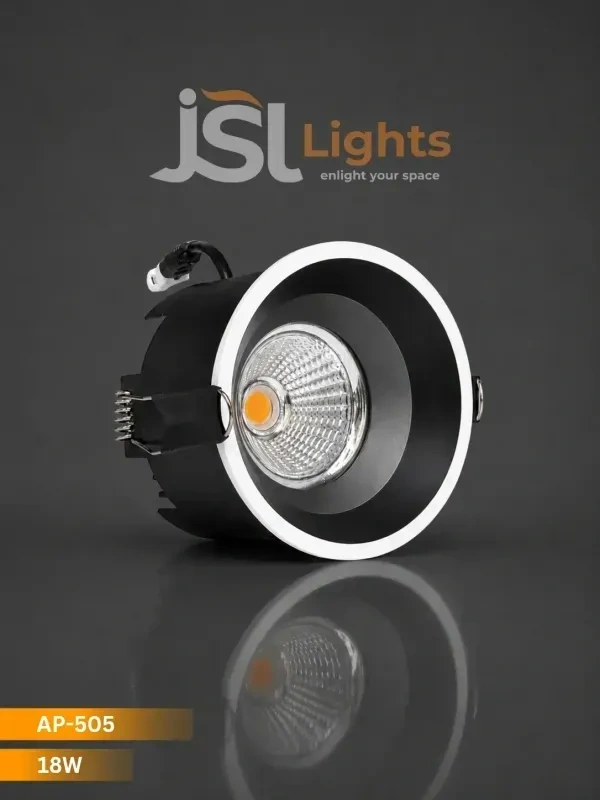 APRA AP-505 Premium 18W Deep Recessed COB Ceiling Light - Matte Black Spotlight |Natural White High-Brightness Light - 18W, 4000K