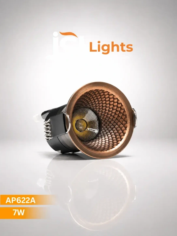 AP622A 7W Cree COB LED Recessed Downlight - Matt Copper Ceiling Spotlight |Warm White High Brightness COB Spot Light - 7W, 3K