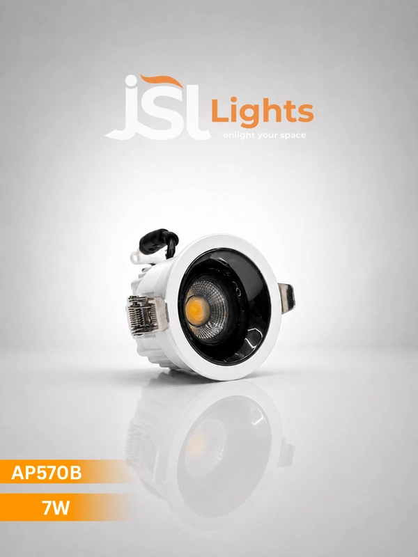 APRA AP570B 7W Wave Recessed COB Downlight - Warm White Premium White GB Finish Anti-Glare Ceiling Focus Spotlight - 7W, 3000K, White GB