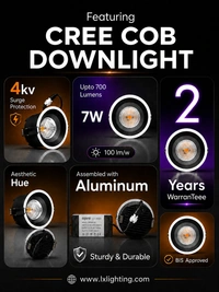 APRA AP-505 7W COB LED Recessed Downlight - Premium Black Ceiling Spotlight - Natural White Anti-Glare Concealed Light - 7W, 4000K