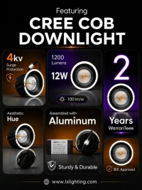 APRA AP-505 12W COB LED Recessed Downlight - Premium Black Spotlight | Warm White Ceiling Concealed Light - 12W, 3000K