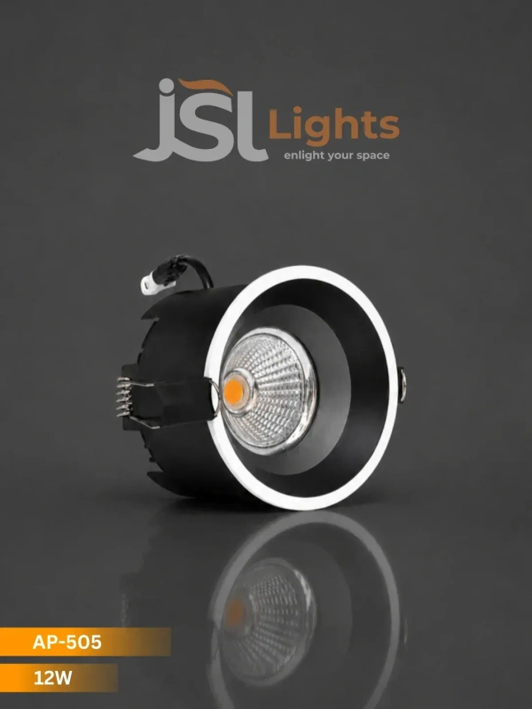 APRA AP-505 12W COB LED Recessed Downlight - Premium Black Spotlight | Warm White Ceiling Concealed Light - 12W, 3000K