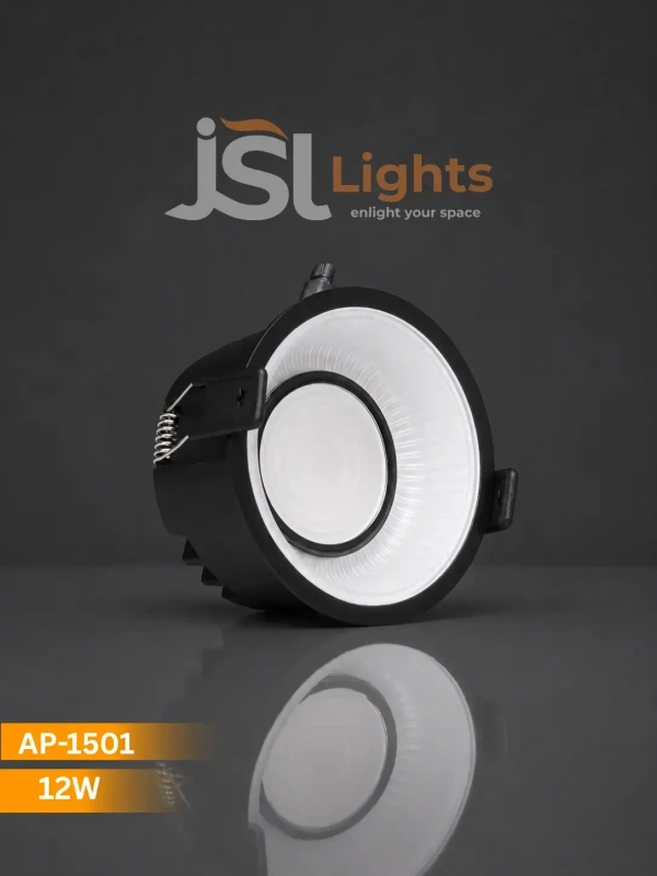 APRA AP-1501 12W 3 in 1 Deep Recessed COB Downlight - Black GBK Finish Anti-Glare Ceiling Spotlight - 12W, BK+GBK