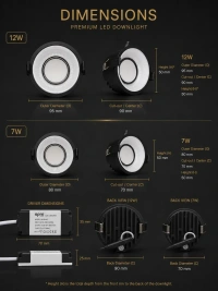 APRA AP-1501 12W 3 in 1 Deep Recessed COB Downlight - Black GBK Finish Anti-Glare Ceiling Spotlight - 12W, BK+GBK