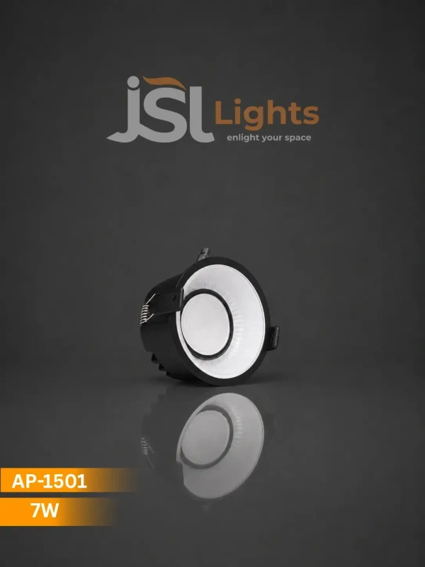 APRA AP-1501 7W 3 in 1 Deep Recessed COB Downlight - Black GBK Finish Anti-Glare Ceiling Spotlight - 7W, BK+GBK