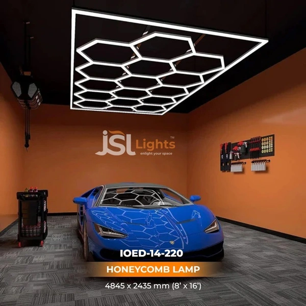 APRA Premium Honeycomb LED Light | Salon, Gym, Studio & Car Garage Lighting by JSL Lights | 2 Year Warranty | 14 Big Hexagon Hanging Lights. - 3000K