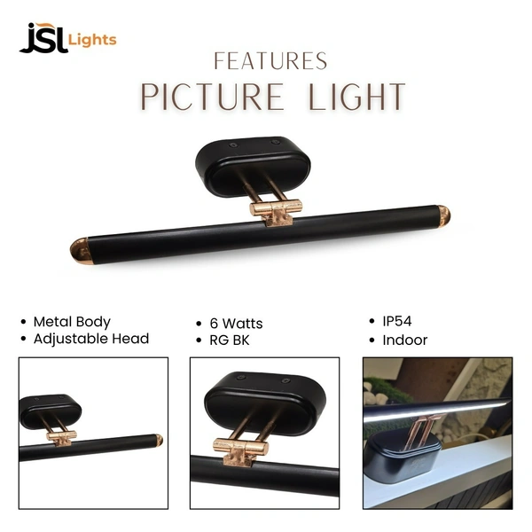 LX  LX 776 6W Black Rose Gold Mirror Light  - 6W, 3CCT, Black RG