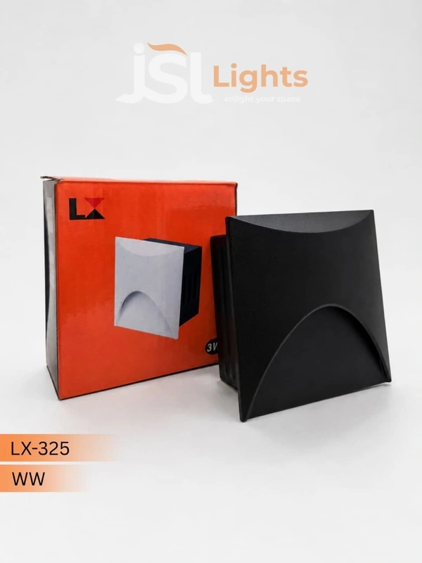 LX-325 3W LED Footlight|Modern Matte Black Square Step Light | Warm White Waterproof Outdoor & Staircase Skirting Light - Warm White, Black