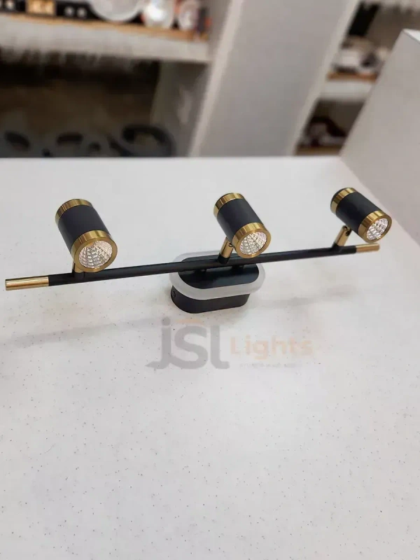 LX 087 17W Black Gold Wall Mirror Light Warm White  - 17W, Black GD