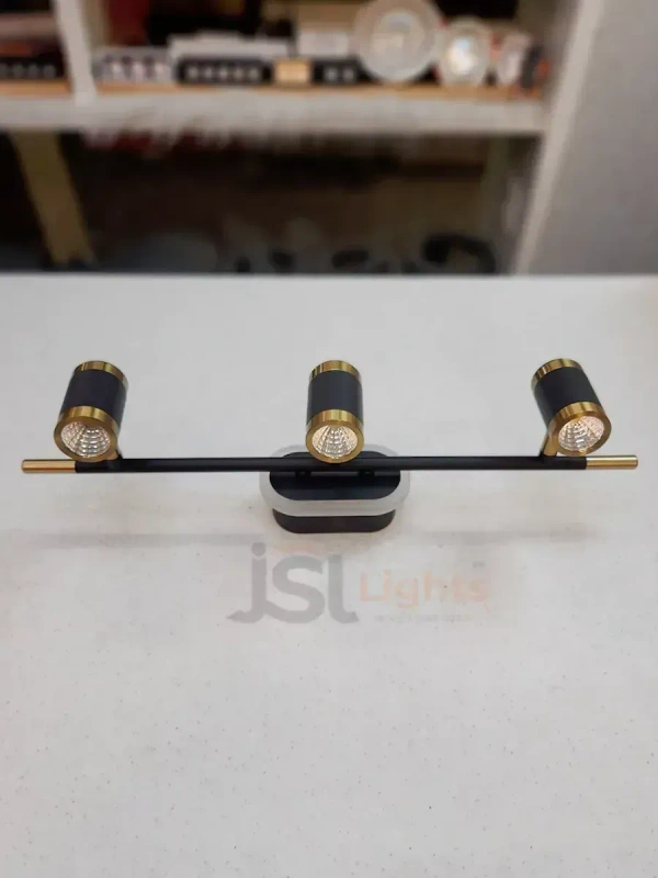 LX 087 17W Black Gold Wall Mirror Light Warm White  - 17W, Black GD