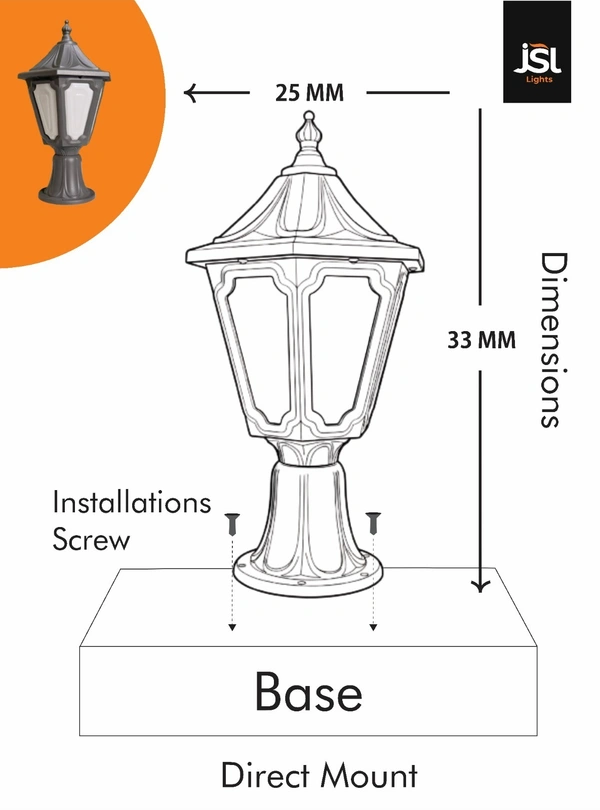 JSL Lights JSL DARK GREY KAMAL GATE LIGHT - OUTDOOR HOME DECOR GATE LAMP PILLAR | B22 HOLDER -