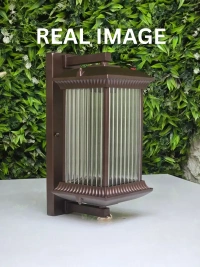 AB705 Heritage wall Brown Luxury Outdoor Wall Lantern - Premium Ribbed Glass Exterior Gate & Pillar Light with Antique Bronze Finish