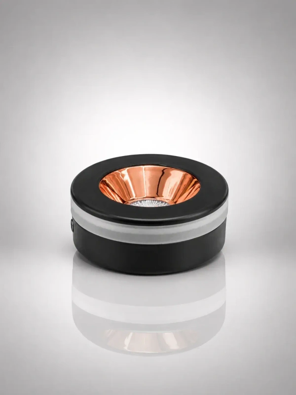 AP887-B 5W Surface COB Spotlight - Matte Black & Rose Gold Reflector -Warm White Ceiling Light