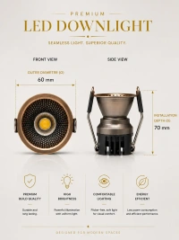 AP622A 7W Cree COB LED Recessed Downlight - Matt Copper Ceiling Spotlight |Warm White High Brightness COB Spot Light - 7W, 3K