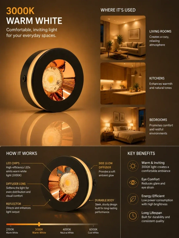 AP887-B 5W Surface COB Spotlight - Matte Black & Rose Gold Reflector -Warm White Ceiling Light