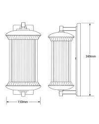 AB705 Heritage wall Brown Luxury Outdoor Wall Lantern - Premium Ribbed Glass Exterior Gate & Pillar Light with Antique Bronze Finish