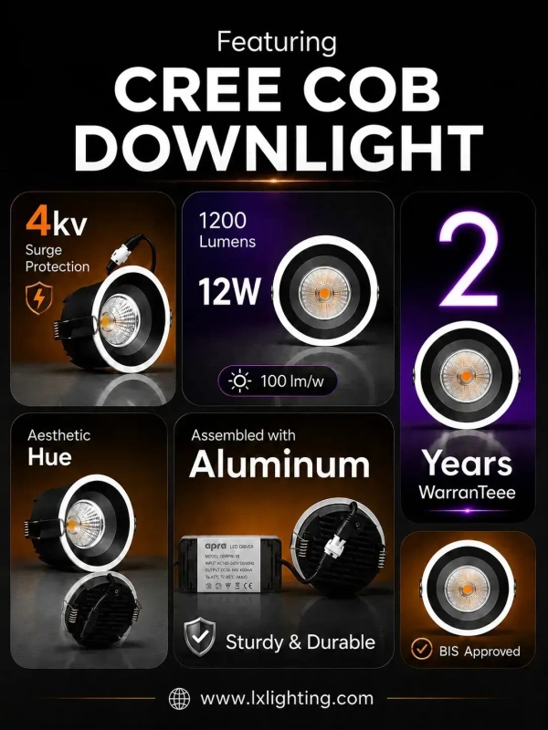 APRA AP-505 12W COB LED Recessed Downlight - Premium Black Spotlight |Natural White Ceiling Concealed Light - 12W, 4000K