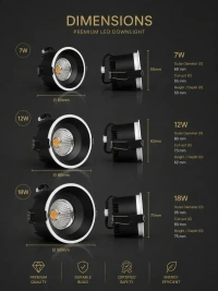 APRA AP-505 12W COB LED Recessed Downlight - Premium Black Spotlight |Natural White Ceiling Concealed Light - 12W, 4000K