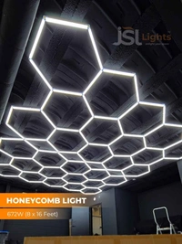 APRA Premium Honeycomb LED Light | Salon, Gym, Studio & Car Garage Lighting by JSL Lights | 2 Year Warranty | 14 Big Hexagon Hanging Lights. - 3000K
