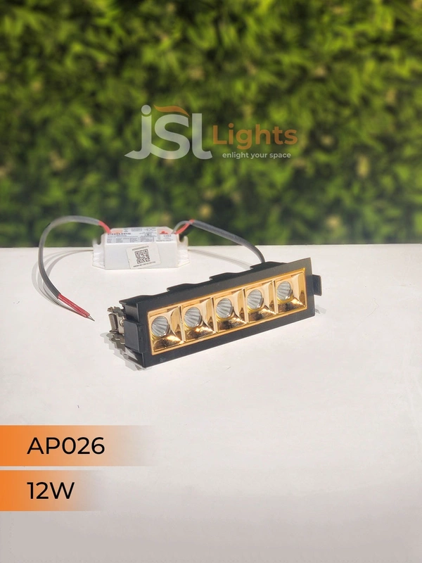 APRA AP 026 12W Black Rose Gold Linear Recessed COB Light - 12W, 3000K