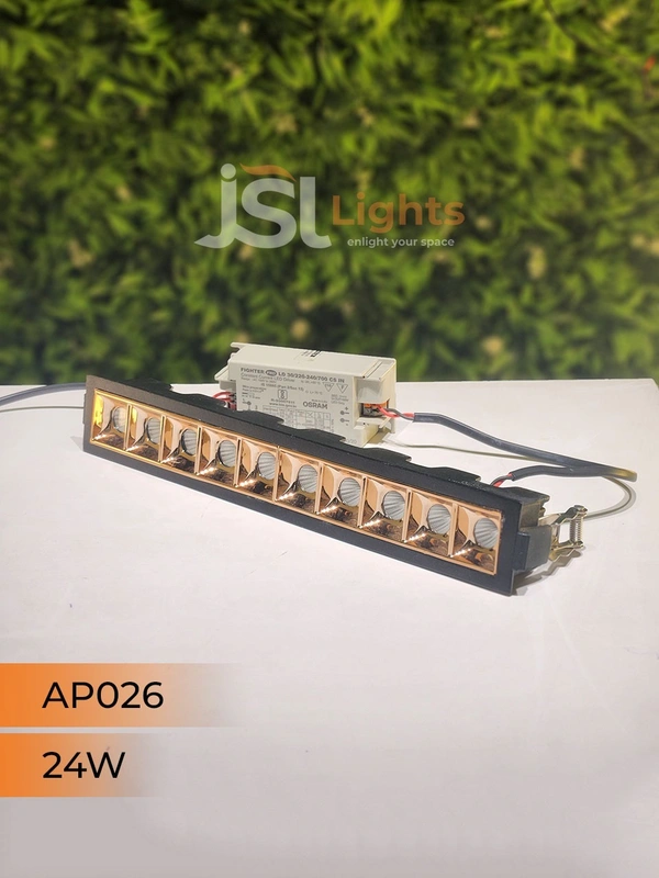 APRA AP 026 24W Black Rose Gold Linear Recessed COB Light - 24W, 6000K
