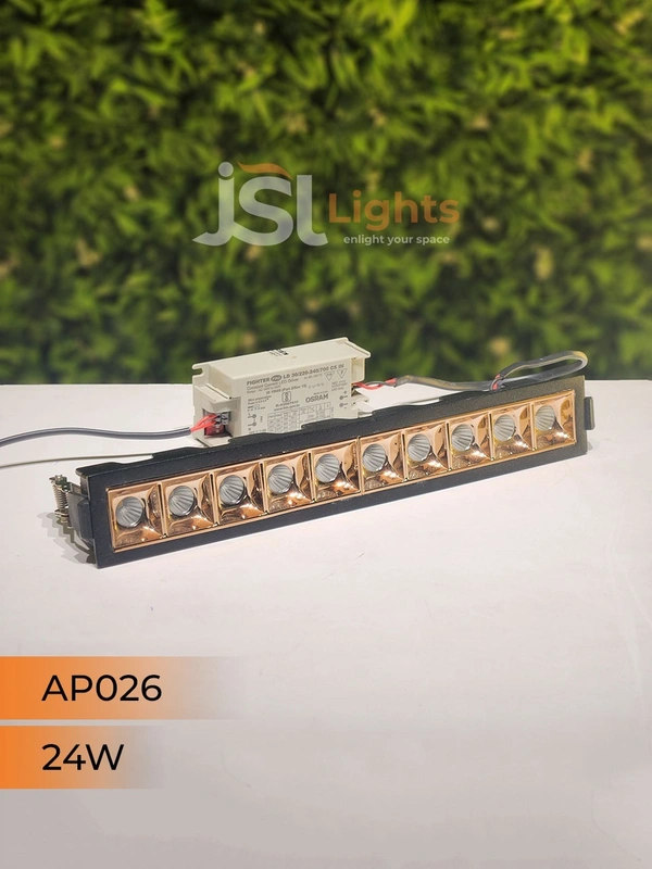 APRA AP 026 24W Black Rose Gold Linear Recessed COB Light - 24W, 3000K