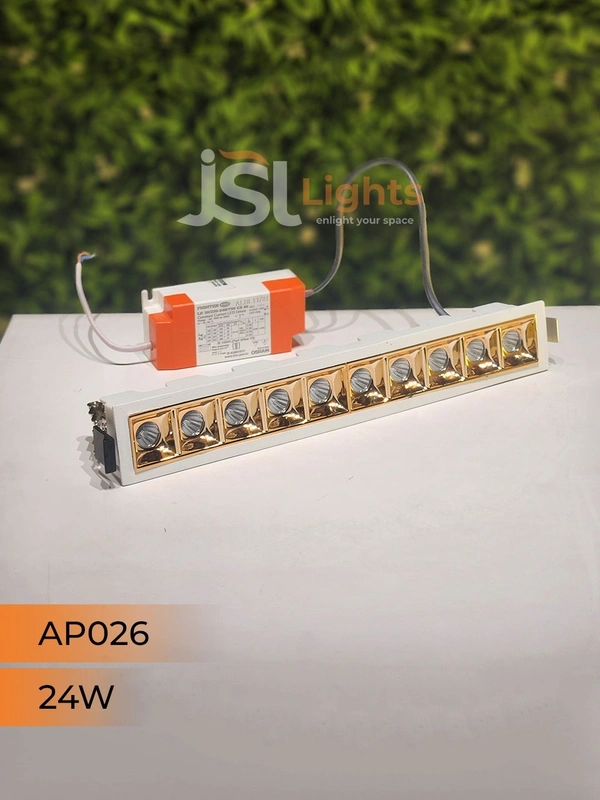APRA AP 026 24W White Rose Gold Linear Recessed COB Light - 24W, 6000K