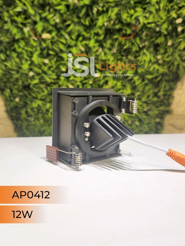 APRA AP 0412 12W Black Square Recessed Linear COB Downlight - 12W, 4000K, Black