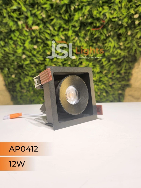 APRA AP 0412 12W Black Square Recessed Linear COB Downlight - 12W, 3000K, Black