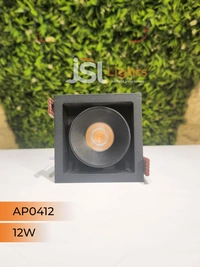 APRA AP 0412 12W Black Square Recessed Linear COB Downlight - 12W, 3000K, Black