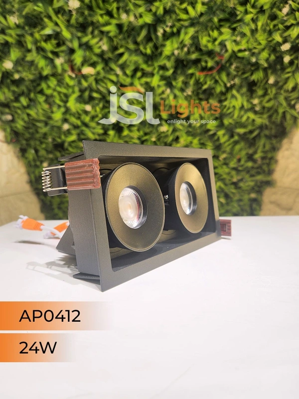 APRA AP 0412 24W Black Square Recessed Linear COB Downlight - 24W, 3000K, Black