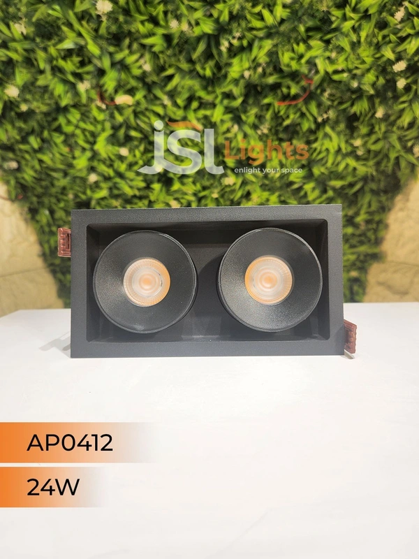 APRA AP 0412 24W Black Square Recessed Linear COB Downlight - 24W, 4000K, Black