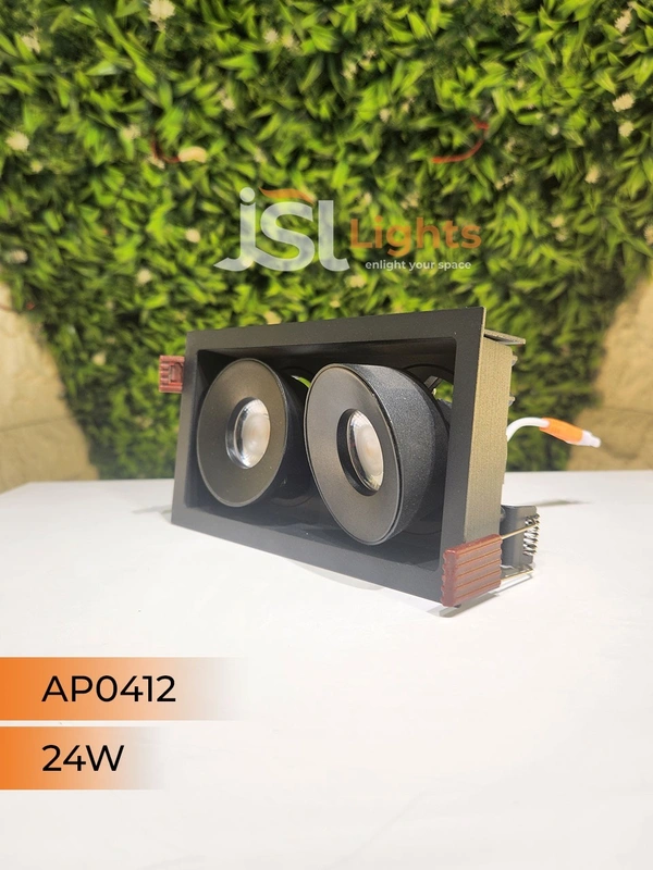 APRA AP 0412 24W Black Square Recessed Linear COB Downlight - 24W, 3000K, Black