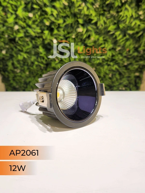 APRA AP2061 12W Black Deep Recessed COB Downlight PB Reflector - 12W, 3000K, Black PB