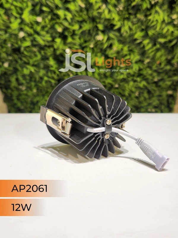 APRA AP2061 12W Black Deep Recessed COB Downlight PB Reflector - 12W, 3000K, Black PB