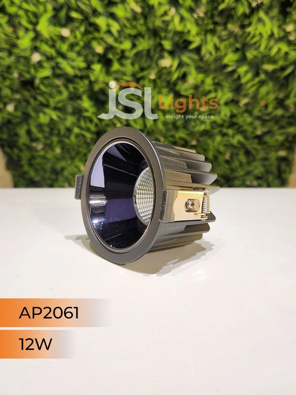 APRA AP2061 12W Black Deep Recessed COB Downlight PB Reflector - 12W, 3000K, Black PB