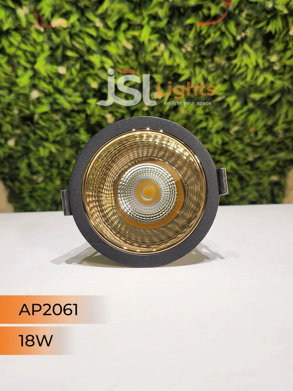 APRA AP2061 18W Black Deep Recessed COB Downlight GD Reflector - 18W, 3000K, Black GD