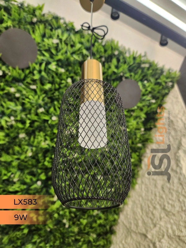 LX 583 9W BLACK GD Surface Hanging Light - 3000K